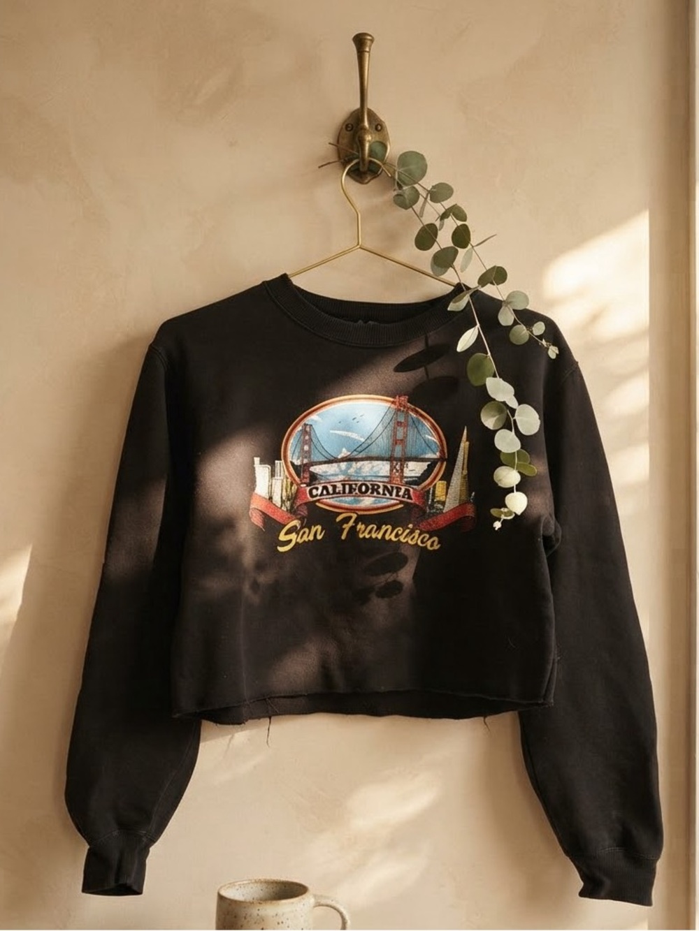 Brandy Melville Black Cropped San Francisco Graphic Sweatshirt